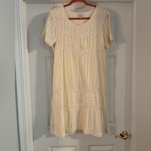 Sundance Cream Eyelet Dress Size 10 with Sleeves